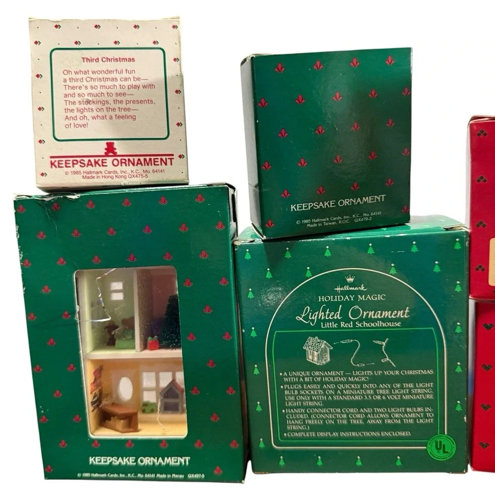 Hallmark Ornament Lighted & Handcrafted Lot Of 8 All 1985 NOS Collectors‎ Series